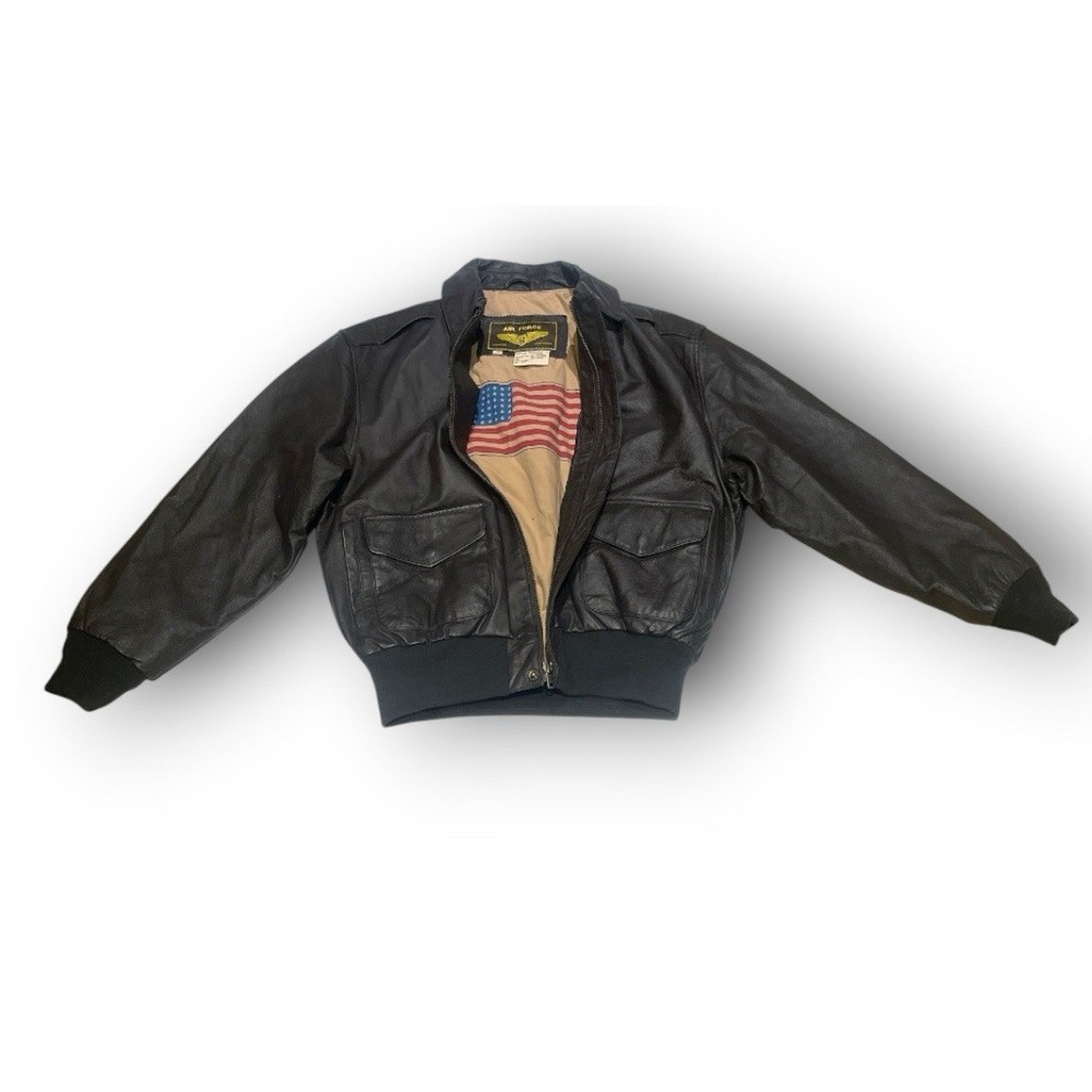 Landing Leathers Air Force A-2 Leather Flight Bomber Jacket Mens Medium US Flag⁠